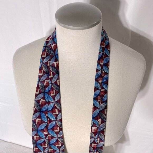 Vintage Forsyth Blue Red Geometric Print Tie - Picture 3 of 9